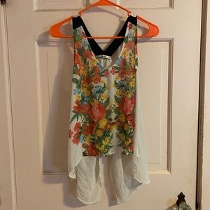 Floral Tank Top with Open Back